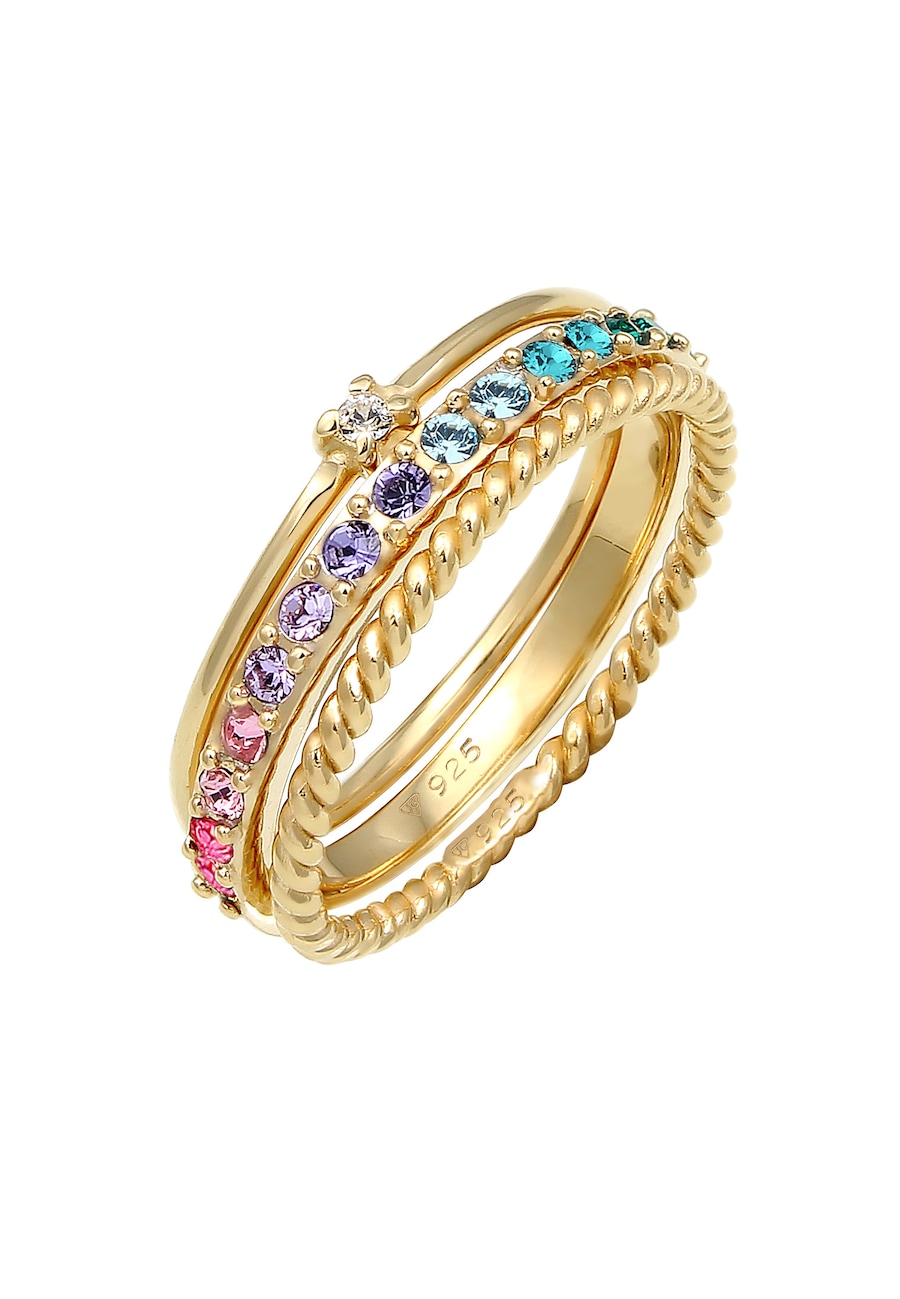 Elli  Elli Elli Ring Set Multi-Color Pastell Kristalle 925 Silber Ring 1.0 pieces