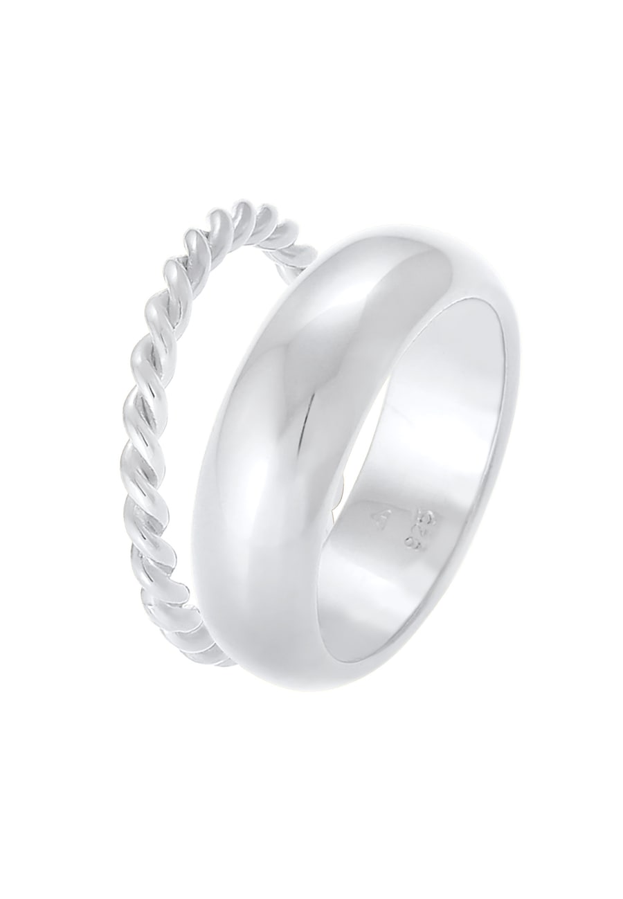 Elli PREMIUM  Elli PREMIUM Elli PREMIUM Ring Bandring 2er Set Basic Twisted Gedreht 925 Silber Ring