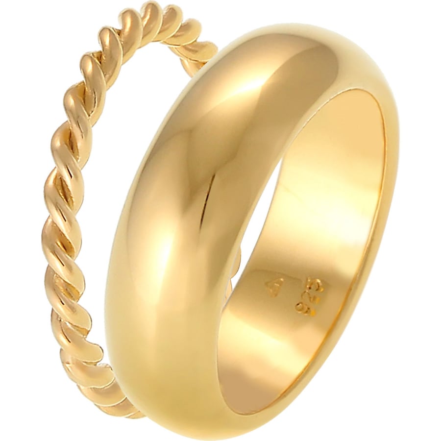 Elli PREMIUM  Elli PREMIUM Elli PREMIUM Ring Bandring 2er Set Basic Twisted Gedreht 925 Silber Ring