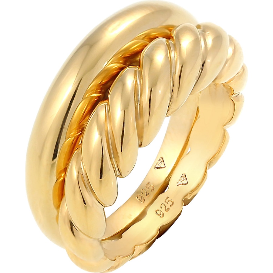 Elli PREMIUM  Elli PREMIUM Elli PREMIUM Ring 2er Set Twisted Gedreht Bandring Basic 925 Silber Ring