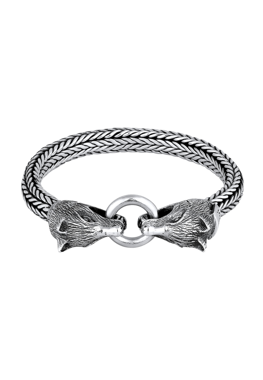 KUZZOI  KUZZOI KUZZOI Armband Herren Wolfskopf Braided Ringverschluss 925 Silber Armband 1.0 pieces