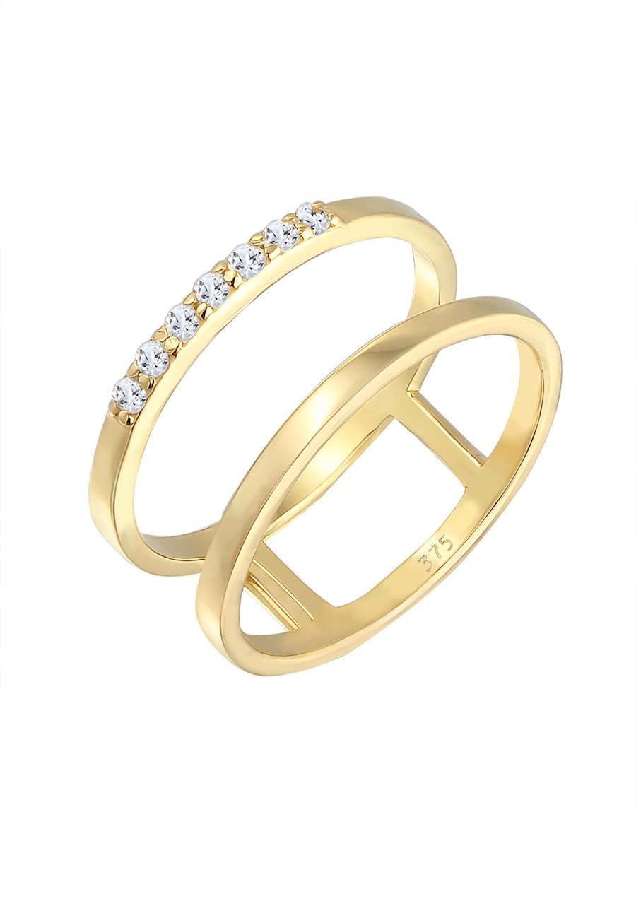 Elli PREMIUM  Elli PREMIUM Elli PREMIUM Ring Verlobungsring Doppelring Topas Stein 375 Gelbgold Ring