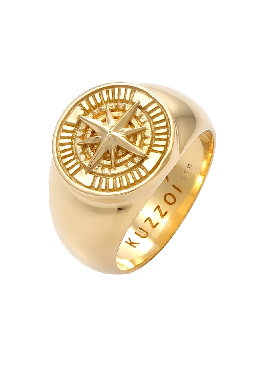 KUZZOI  KUZZOI KUZZOI Ring Herren Siegelring Kompass Maritim 925 Silber Ring 1.0 pieces