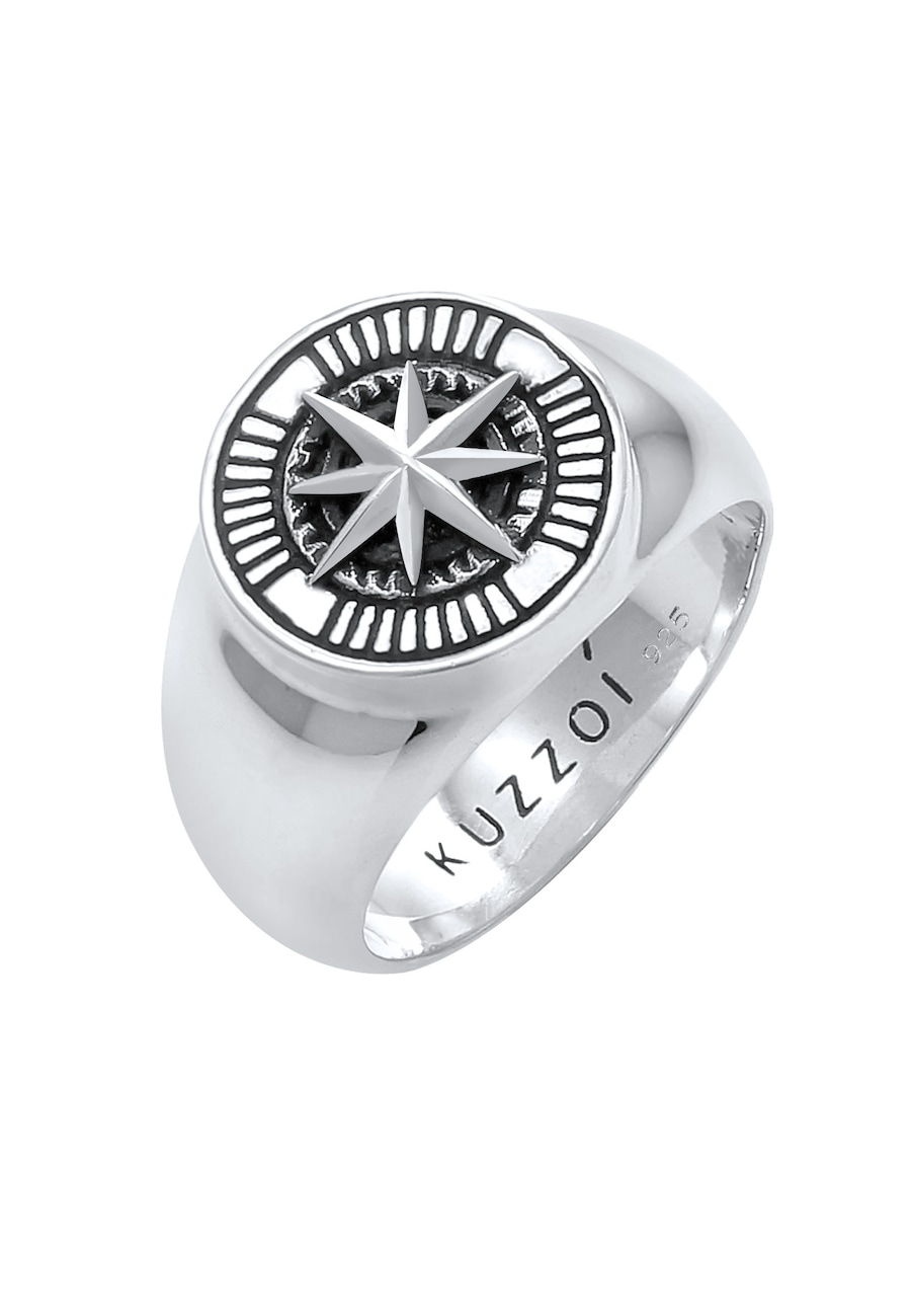 KUZZOI  KUZZOI KUZZOI Ring Herren Siegelring Kompass Maritim 925 Silber Ring 1.0 pieces