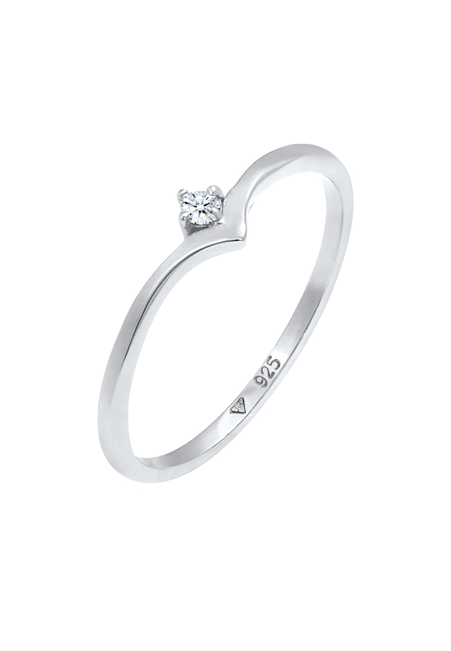Elli DIAMONDS  Elli DIAMONDS Elli DIAMONDS Ring Solitär Diamant (0.03 ct.) V-Form 925 Silber Ring 1.