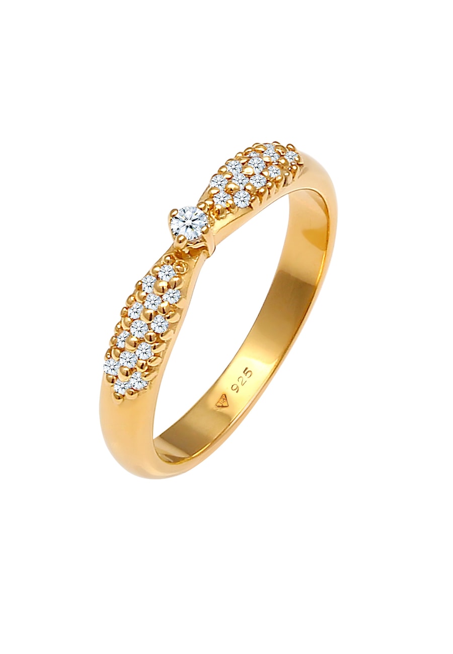 Elli DIAMONDS  Elli DIAMONDS Elli DIAMONDS Ring Verlobung Glamour Diamant (0.16 ct) 925 Silber Ring