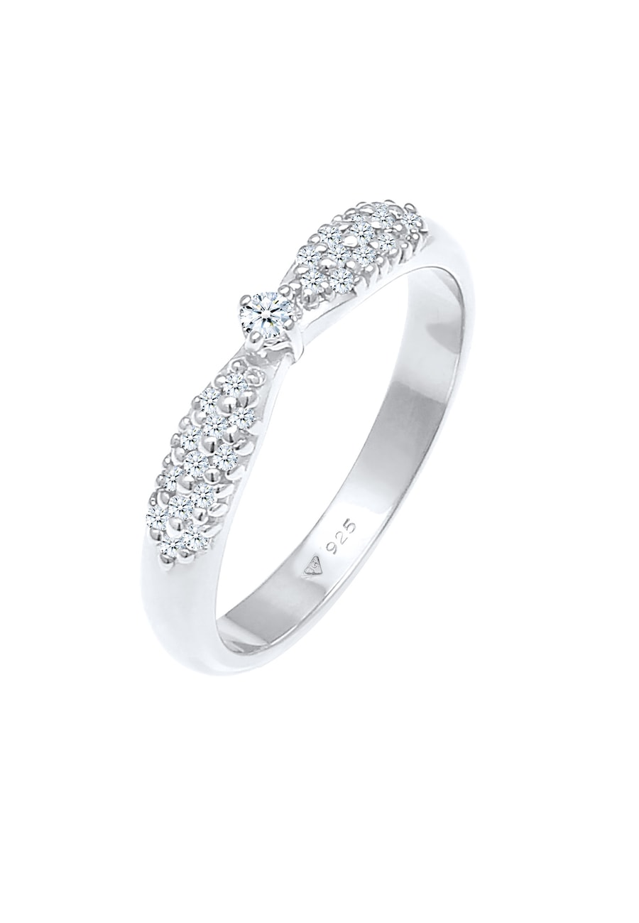Elli DIAMONDS  Elli DIAMONDS Elli DIAMONDS Ring Verlobung Glamour Diamant (0.16 ct) 925 Silber Ring