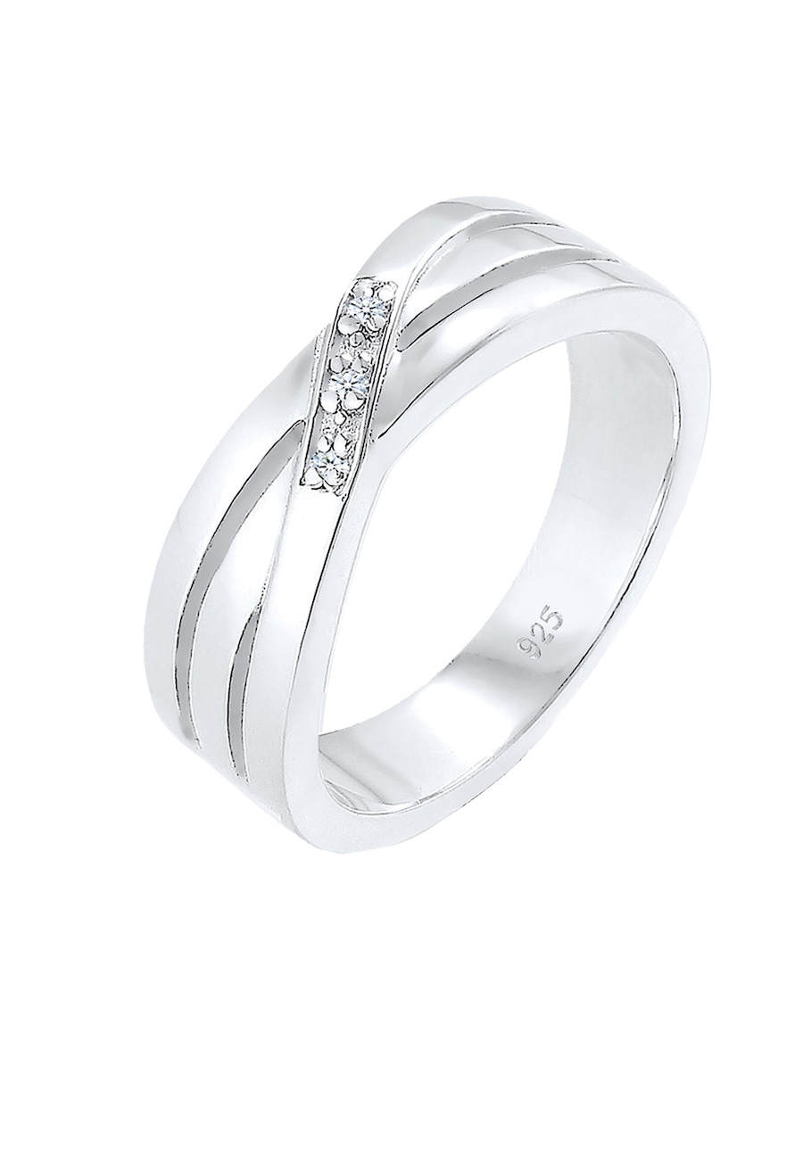 Elli DIAMONDS  Elli DIAMONDS Elli DIAMONDS Ring Cross Over Verlobung Diamant 0.015 ct. 925 Silber Ri