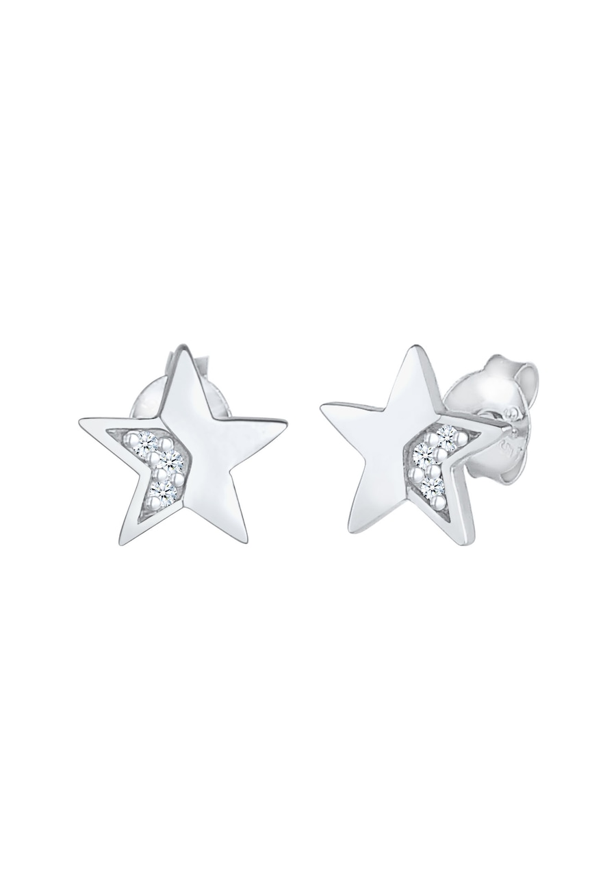 Elli DIAMONDS  Elli DIAMONDS Elli DIAMONDS Ohrringe Stern Star Diamanten (0.03 ct) Stecker 925 Silbe