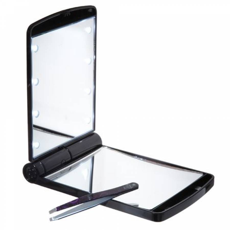 Taschenspiegel mit LED-Licht und 2x Vergrößerung Kosmetikspiegel 1.0 pieces