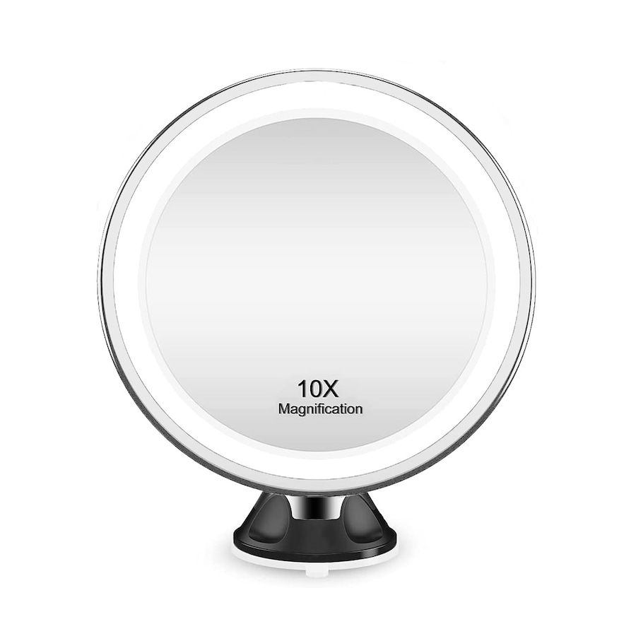 Saugnapf-Spiegel mit LED-Licht und 10x Vergrößerung - Schwarz Kosmetikspiegel 1.0 pieces