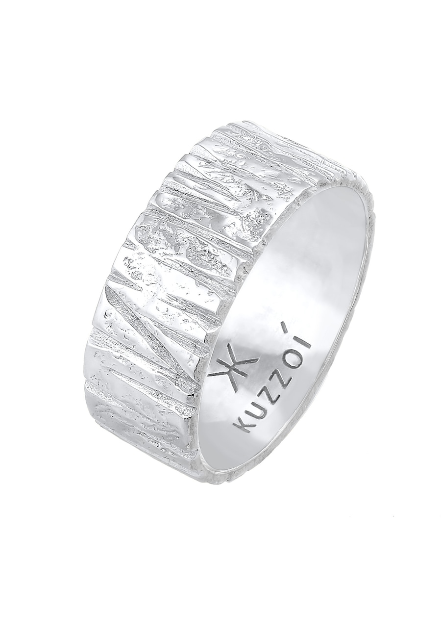 KUZZOI  KUZZOI KUZZOI Ring Bandring Breit Struktur Gehämmert 925 Silber Ring 1.0 pieces