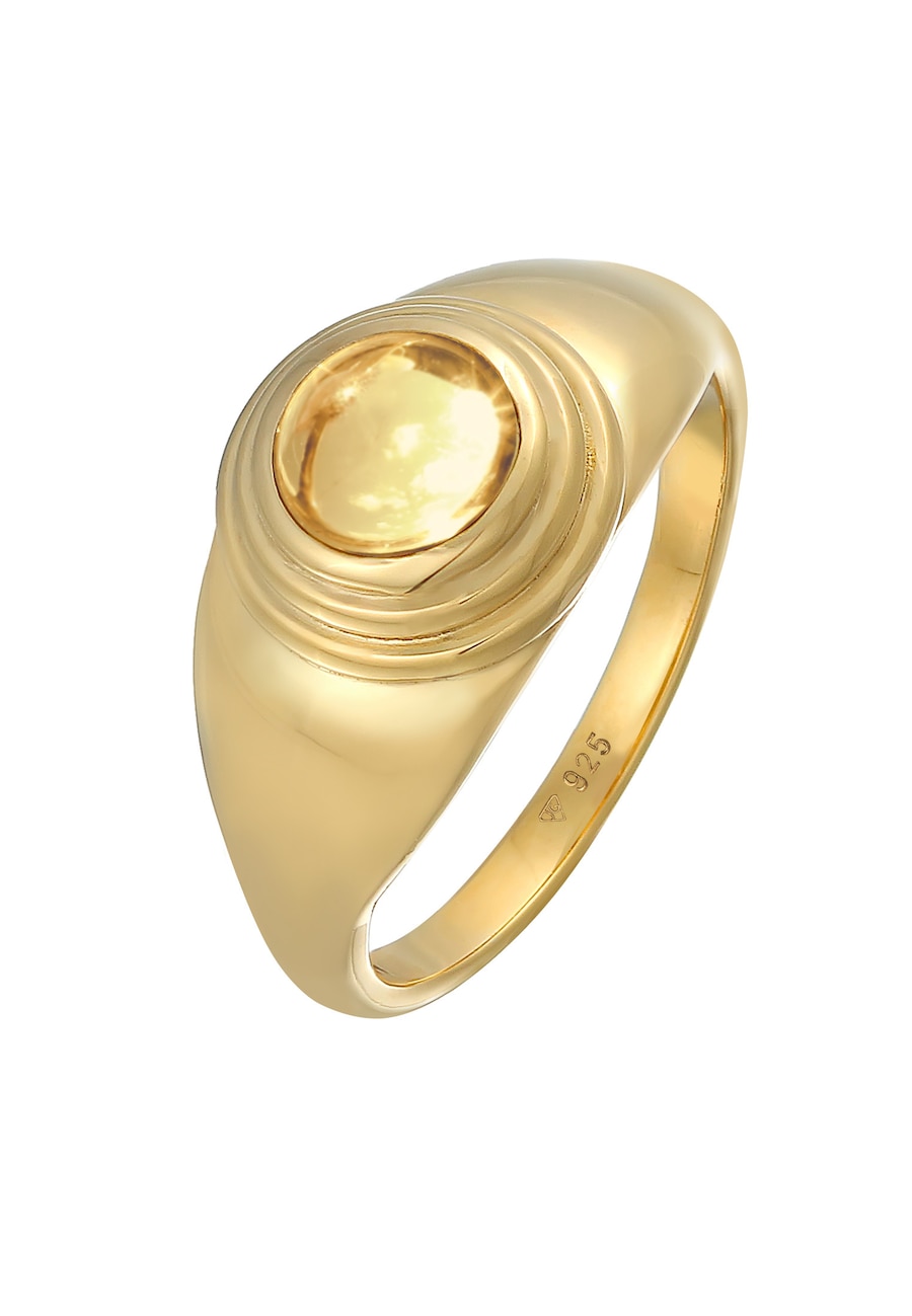 Elli PREMIUM  Elli PREMIUM Elli PREMIUM Ring Siegelring Citrin Rund Klassik 925 Silber Ring 1.0 piec