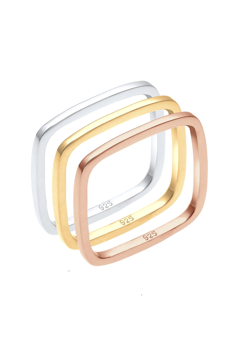 Elli  Elli Elli Ring Tri-Color Statement Vierecks-Ringset 925er Silber Ring 1.0 pieces